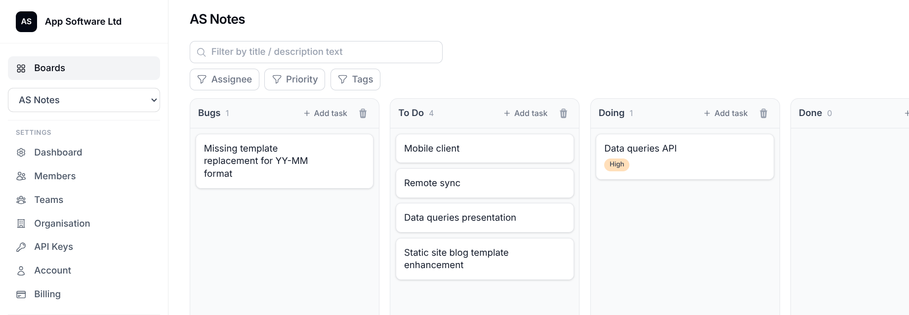 AgentKanban task board with lanes and cards
